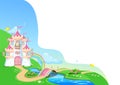 Fairytale background with beautiful princess pink castle Royalty Free Stock Photo