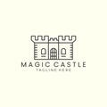 magic castle with line style logo icon template design. fantasy, world, star, moon vector illustration Royalty Free Stock Photo