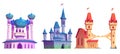 Magic castles, fairy tale palaces with turrets