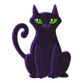 Magic cat with big green eyes color icon Royalty Free Stock Photo