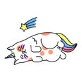 Magic cat icon, cute fairy rainbow symbol