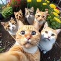 magic cats taking a selfie in the garden