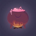 Magic cauldron with a boiling potion on fire Royalty Free Stock Photo