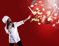 Magic chef ready to cook a new Christmas dish Royalty Free Stock Photo