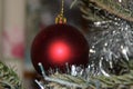 The magic of Christmas with the beautiful decorations - Ball red - Front view Royalty Free Stock Photo