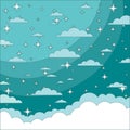 Magic Christmas Cloud. Shining Stars. Night sky abstract background. Royalty Free Stock Photo