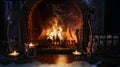 Magic Christmas fireplace. Royalty Free Stock Photo