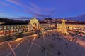 Magic of Christmas illuminates Praca do Comercio in Lisbon at twilight Royalty Free Stock Photo