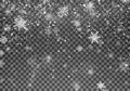 Magic Christmas snow. Abstract Snowfall holiday background. Falling snowflakes on dark background. Vector illustration Royalty Free Stock Photo