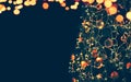 Magic christmas tree and lights bokeh garland