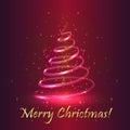 Magic Christmas Tree. Purple Background. Royalty Free Stock Photo