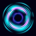 Magic circle light effects. Illustration isolated on dark background. Mystical portal. Bright sphere lens. Rotating