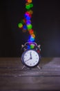 Magic clock on the wooden table