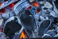 Magic close up view of smouldering coals. Royalty Free Stock Photo