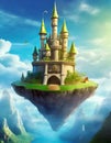 A magic cloud castle on a floating island Royalty Free Stock Photo