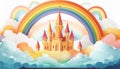 A magic cloud castle under the rainbow Royalty Free Stock Photo