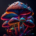 Magic colorful mushroom with dripping paint. Generative AI