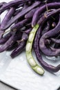 Magic colorful purple beans which turn Green after cooking, fresh healthy vegetables