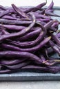 Magic colorful purple beans which turn Green after cooking, fresh healthy vegetables