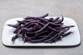 Magic colorful purple beans which turn Green after cooking, fresh healthy vegetables