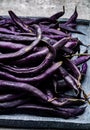 Magic colorful purple beans which turn Green after cooking, fresh healthy vegetables