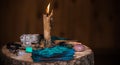 Magic concept. Paganism and wicca rite, altar of witch