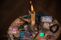 Magic concept. Paganism and wicca rite, altar of witch