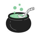 Magic cooking in halloween cauldron monochrome flat vector object Royalty Free Stock Photo