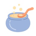 Magic cooking in halloween cauldron semi flat colour vector object Royalty Free Stock Photo