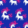 Unicorn pattern seamless vector on blue background .Vector pattern with cute unicorn. Royalty Free Stock Photo