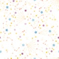 Magic cosmos starry sky. Watercolor hand drawn space seamless pattern with illustration of gold stars, comets, meteors