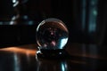 magic crystal ball in a dark room, with mysterious and otherworldly light shining through