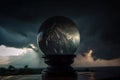 magic crystal ball, with dark and stormy skies, showing the future Royalty Free Stock Photo