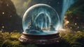 magic crystal ball ethereal fantasy concept art of masterpiece, photo of Ban Gioc waterfall