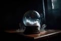 magic crystal ball with floating mist in mysterious dark room Royalty Free Stock Photo