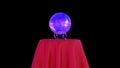 Magic crystal ball on red table, black background, 3D-rendering Royalty Free Stock Photo