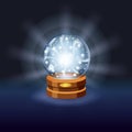 Magic crystal ball fortune, mistery, shining, magic, predictions, sphere, light effects, glow, vector, illustration Royalty Free Stock Photo