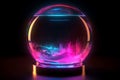 Magic crystal glass ball. Red purple light, Fantasy ball, predictions of the future