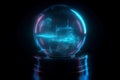 Magic crystal glass ball. Red purple light, Fantasy ball, predictions of the future