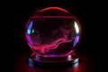 Magic crystal glass ball. Red purple light, Fantasy ball, predictions of the future