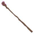 Magic crystal rod. Enchanted wand. Cartoon weapon