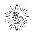 Magic crystals glow like stars. Mystic and esoteric simple icon Royalty Free Stock Photo