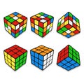 Magic cube colorful illustration with different angle