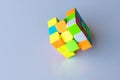Magic cube or puzzle cube on a white isolated background