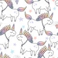 Magic cute unicorn background with stars. Vector seamless pattern Royalty Free Stock Photo