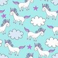 Magic cute unicorn background with stars. Vector seamless pattern Royalty Free Stock Photo