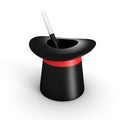 Magic Cylinder Hat And Wand On White Background Royalty Free Stock Photo