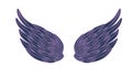 Magic dark angel fairy wings cartoon style vector illustration isolated on white background Royalty Free Stock Photo