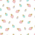 Magic design seamless pattern hand drawn colorful strawberries.