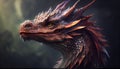 Magic Futuristic Dragon Digital AI Generated Fantasy Portrait Artwork Illustration Royalty Free Stock Photo